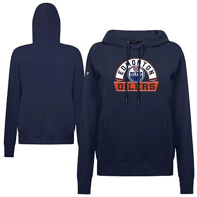 Women's Levelwear Navy Edmonton Oilers Adorn Banner Arch Pullover Hoodie