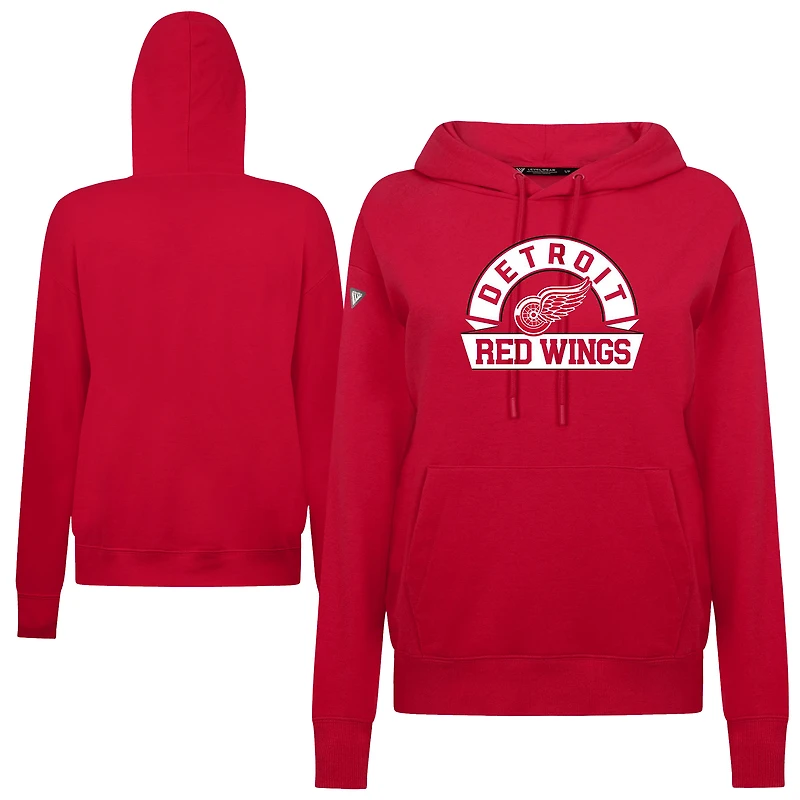 Women's Levelwear Red Detroit Wings Adorn Banner Arch Pullover Hoodie