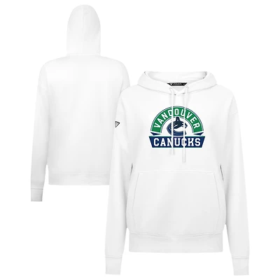 Women's Levelwear White Vancouver Canucks Adorn Banner Arch Pullover Hoodie