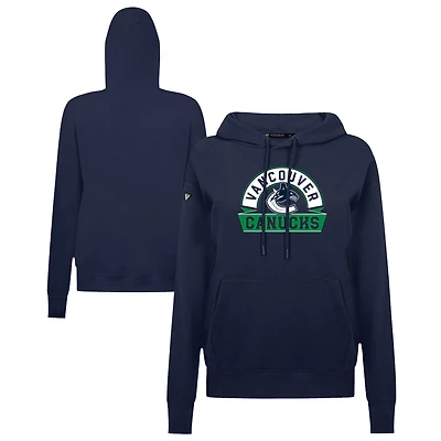Women's Levelwear Navy Vancouver Canucks Adorn Banner Arch Pullover Hoodie