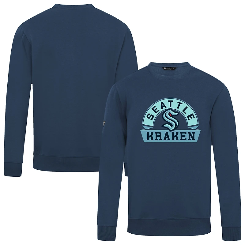Men's Levelwear Navy Seattle Kraken Zane Banner Arch Pullover Sweatshirt