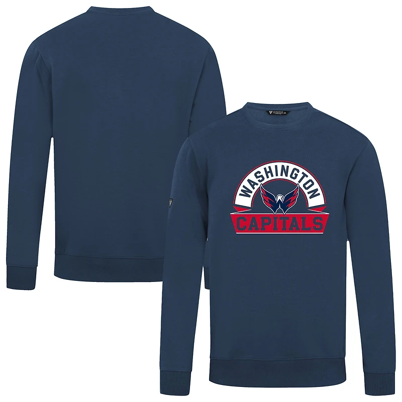 Men's Levelwear Navy Washington Capitals Zane Banner Arch Pullover Sweatshirt