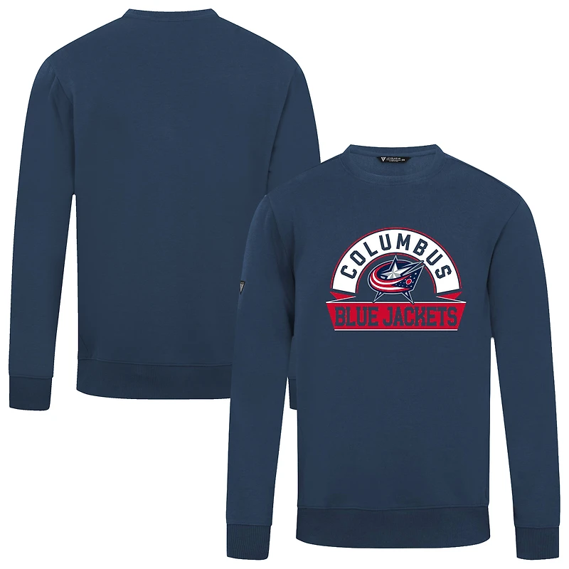 Men's Levelwear Navy Columbus Blue Jackets Zane Banner Arch Pullover Sweatshirt