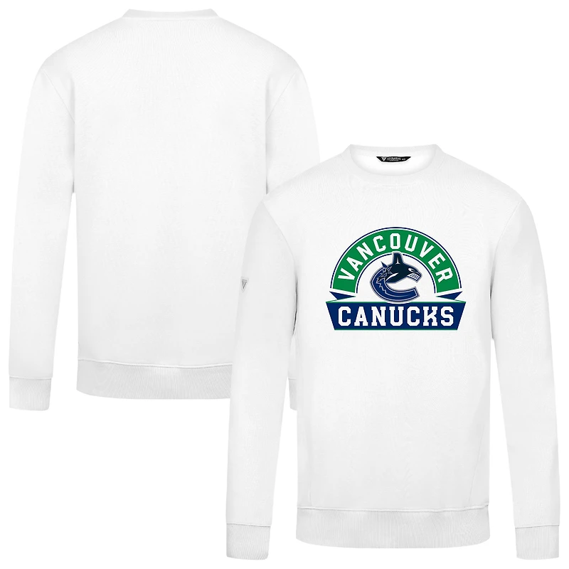 Men's Levelwear White Vancouver Canucks Zane Banner Arch Pullover Sweatshirt