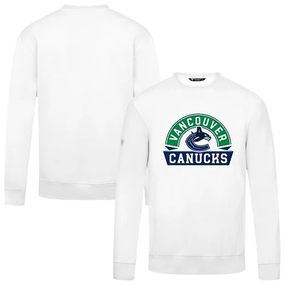 Men's Levelwear White Vancouver Canucks Zane Banner Arch Pullover Sweatshirt