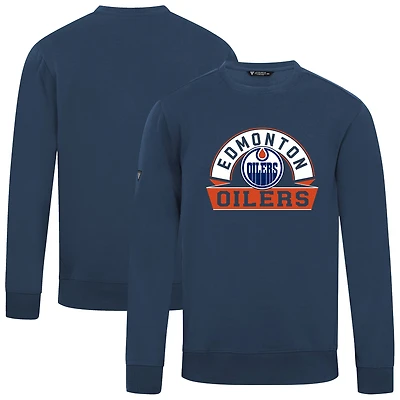 Men's Levelwear Navy Edmonton Oilers Zane Banner Arch Pullover Sweatshirt