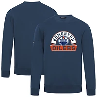 Men's Levelwear Navy Edmonton Oilers Zane Banner Arch Pullover Sweatshirt