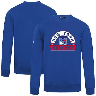Men's Levelwear Royal New York Rangers Zane Banner Arch Pullover Sweatshirt
