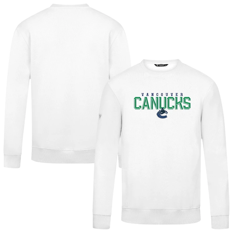 Men's Levelwear White Vancouver Canucks Zane Carve Pullover Sweatshirt