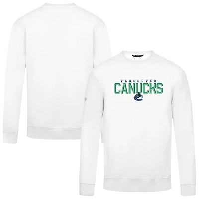Men's Levelwear White Vancouver Canucks Zane Carve Pullover Sweatshirt