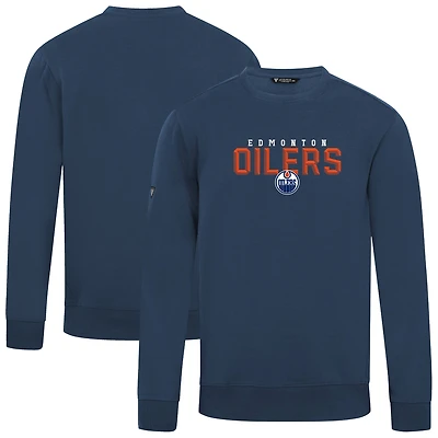 Men's Levelwear Navy Edmonton Oilers Zane Carve Pullover Sweatshirt