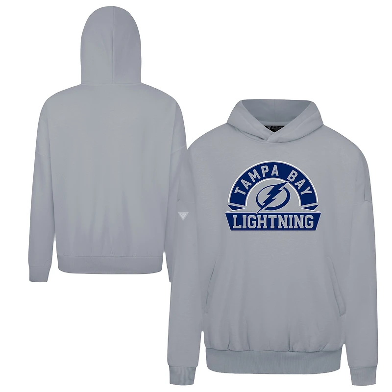 Men's Levelwear Gray Tampa Bay Lightning Contact Banner Arch Pullover Hoodie