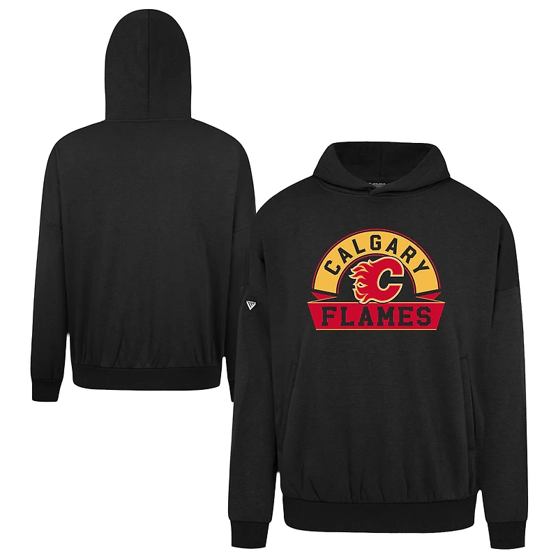 Men's Levelwear Black Calgary Flames Contact Banner Arch Pullover Hoodie