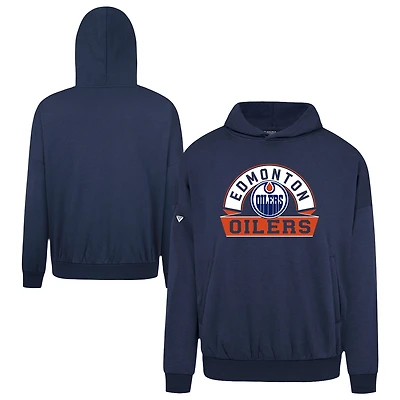 Men's Levelwear Navy Edmonton Oilers Contact Banner Arch Pullover Hoodie