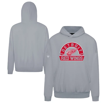 Men's Levelwear Gray Detroit Red Wings Contact Banner Arch Pullover Hoodie