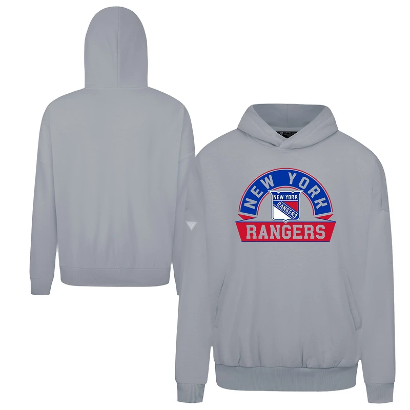Men's Levelwear Gray New York Rangers Contact Banner Arch Pullover Hoodie