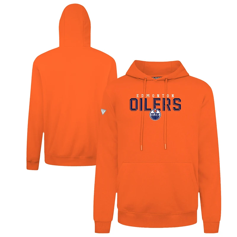 Men's Levelwear Orange Edmonton Oilers Podium Carve Pullover Hoodie