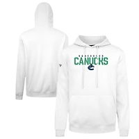Men's Levelwear White Vancouver Canucks Podium Carve Pullover Hoodie