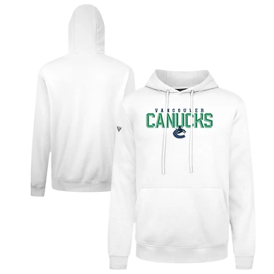 Men's Levelwear White Vancouver Canucks Podium Carve Pullover Hoodie
