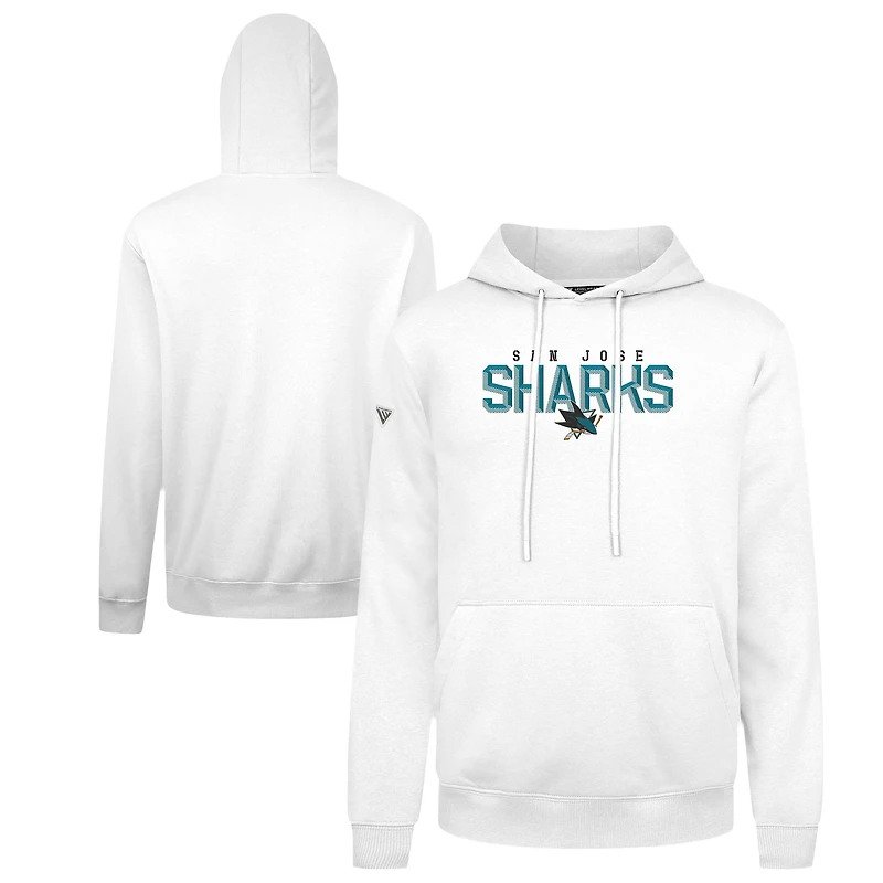 Men's Levelwear White San Jose Sharks Podium Carve Pullover Hoodie