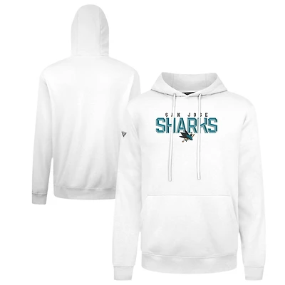 Men's Levelwear White San Jose Sharks Podium Carve Pullover Hoodie