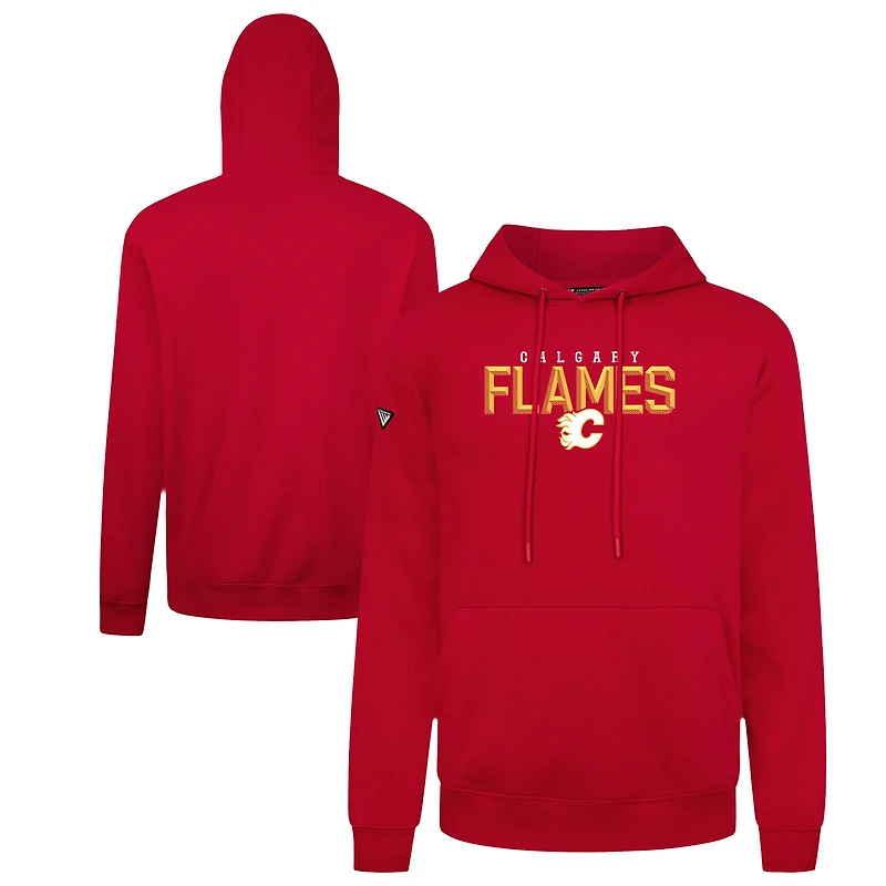 Men's Levelwear Red Calgary Flames Podium Carve Pullover Hoodie