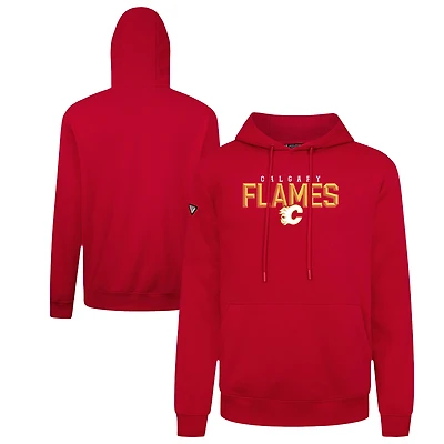 Men's Levelwear Red Calgary Flames Podium Carve Pullover Hoodie
