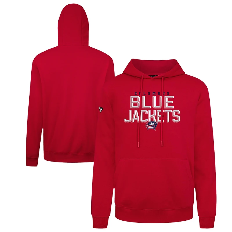 Men's Levelwear Red Columbus Blue Jackets Podium Carve Pullover Hoodie