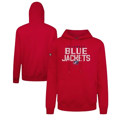 Men's Levelwear Red Columbus Blue Jackets Podium Carve Pullover Hoodie