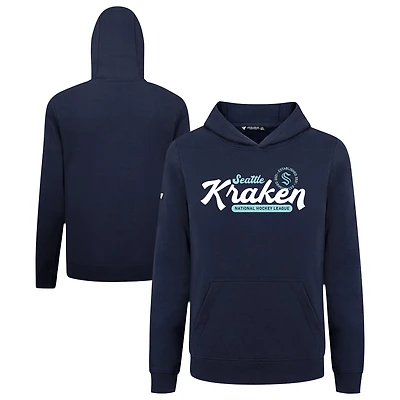 Youth Levelwear Navy Seattle Kraken Podium Monument Pullover Hoodie