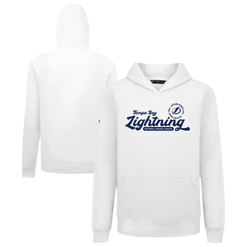 Youth Levelwear White Tampa Bay Lightning Podium Monument Pullover Hoodie