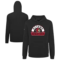 Youth Levelwear Black Ottawa Senators Podium Banner Arch Pullover Hoodie