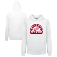 Youth Levelwear White Detroit Red Wings Podium Banner Arch Pullover Hoodie