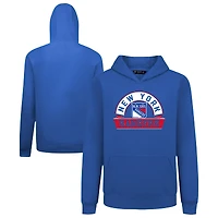 Youth Levelwear Royal New York Rangers Podium Banner Arch Pullover Hoodie