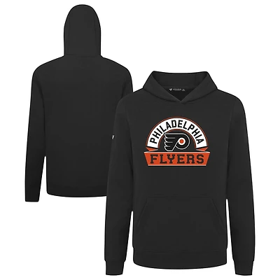 Youth Levelwear Black Philadelphia Flyers Podium Banner Arch Pullover Hoodie