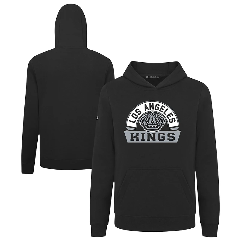 Youth Levelwear Black Los Angeles Kings Podium Banner Arch Pullover Hoodie