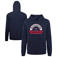Youth Levelwear Navy Washington Capitals Podium Banner Arch Pullover Hoodie