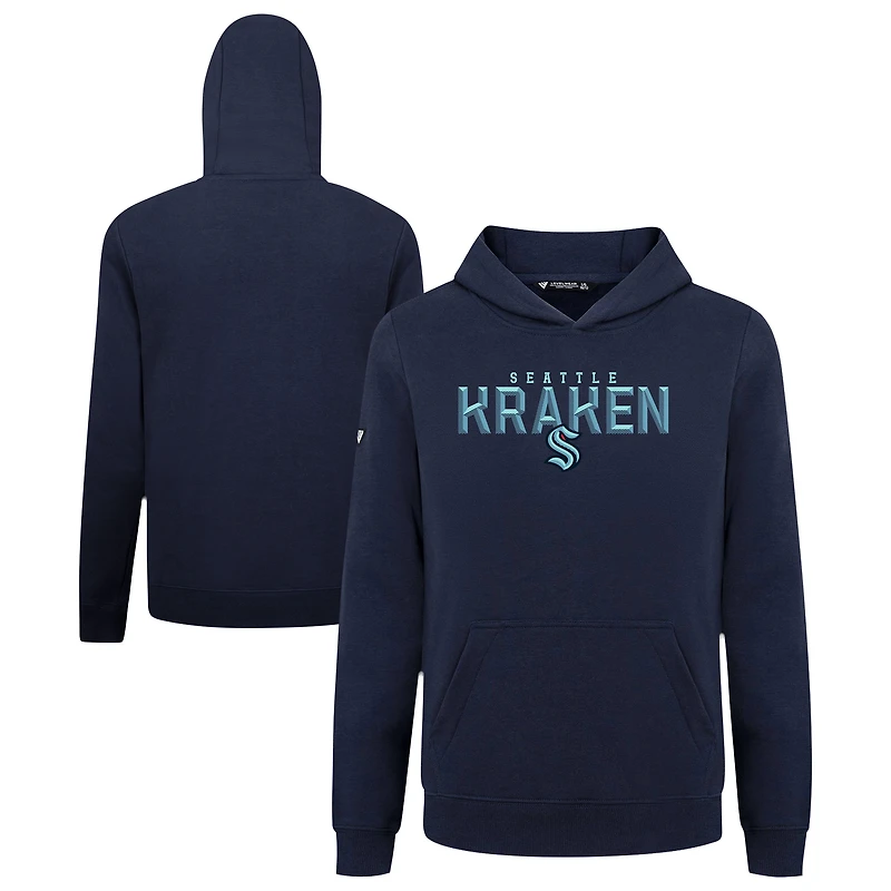 Youth Levelwear Navy Seattle Kraken Podium Carve Pullover Hoodie