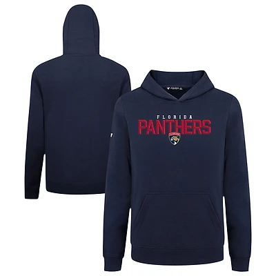 Youth Levelwear Navy Florida Panthers Podium Carve Pullover Hoodie