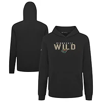 Youth Levelwear Black Minnesota Wild Podium Carve Pullover Hoodie