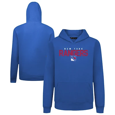 Youth Levelwear Royal New York Rangers Podium Carve Pullover Hoodie