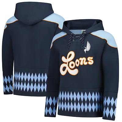 Men's Sport Design Sweden Navy Minnesota United FC 2025 Hockey Stripe Lace-Up Hoodie