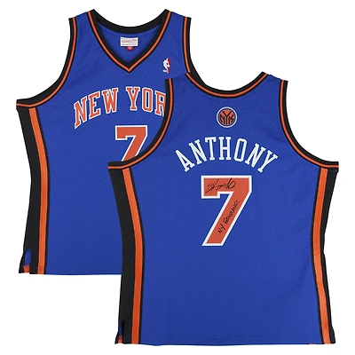 Carmelo Anthony New York Knicks Autographed Blue Mitchell & Ness Blue 2010-11 Swingman Jersey with "NY Forever" Inscription