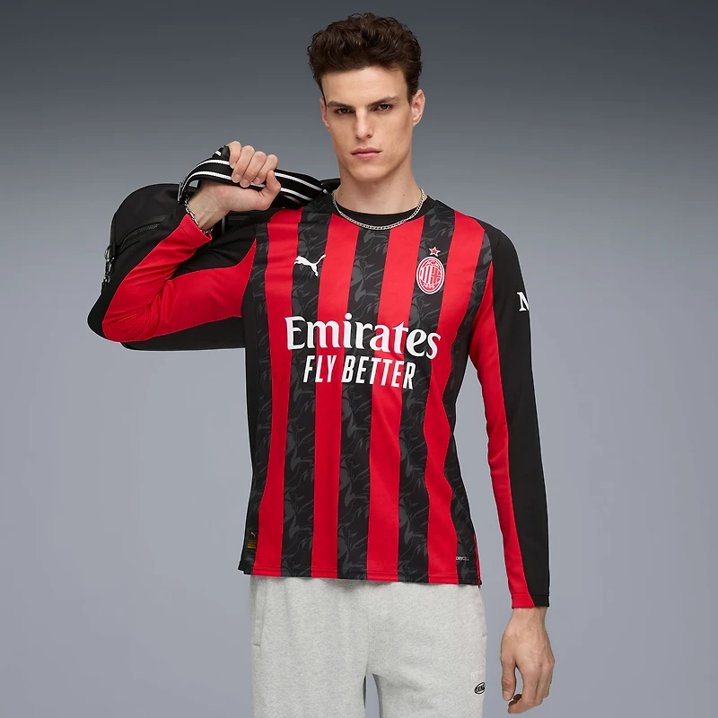 Men's Puma  Red AC Milan 2025/26 Home Replica Long Sleeve Jersey
