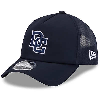 Men's New Era Navy Washington Nationals 2026 Batting Practice Apex 9FORTY Adjustable Trucker Hat
