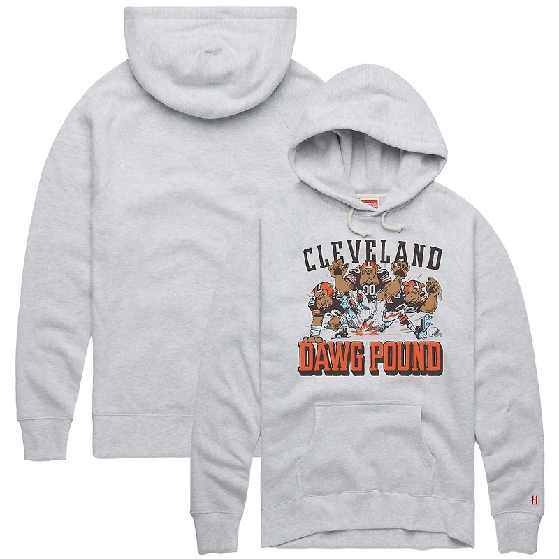 Unisex Homage  Gray Cleveland Browns Dawg Pound Pack Tri-Blend Raglan Hoodie