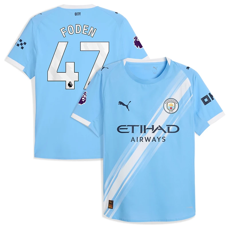 Men's Puma Phil Foden Sky Blue Manchester City 2025/26 Home Authentic Player Jersey