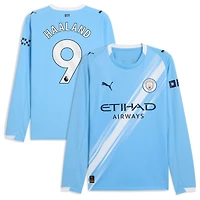 Men's Puma Erling Haaland Sky Blue Manchester City 2025/26 Home Replica Long Sleeve Player Jersey