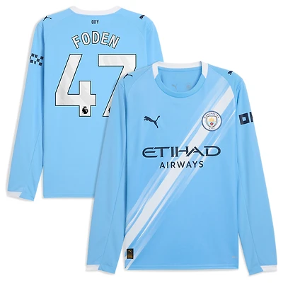 Men's Puma Phil Foden Sky Blue Manchester City 2025/26 Home Replica Long Sleeve Player Jersey