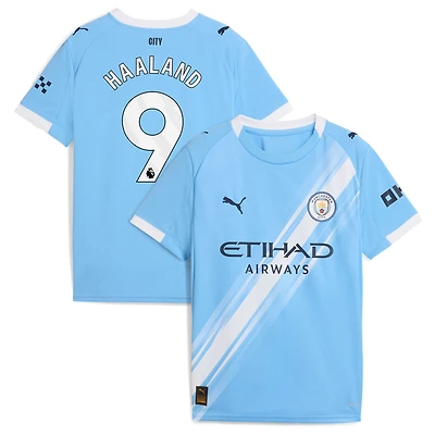 Youth Puma Erling Haaland Sky Blue Manchester City 2025/26 Home Replica Player Jersey